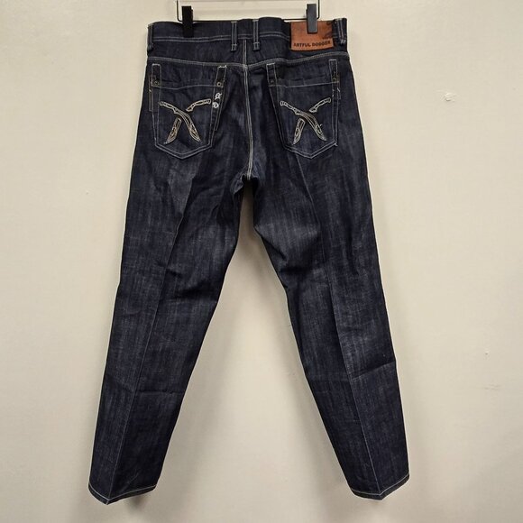 Artful Dodger Men's 36 Y2K Vintage Baggy Jeans Dark Wash Dagger Pockets Flawed - Picture 2 of 15